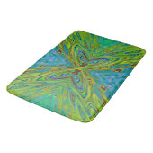 Trippy Chartreuse und Blue Abstrakt Butterfly Badematte (Schrägansicht)