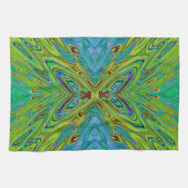Trippy Chartreuse und Blue Abstrakt Butterfly Geschirrtuch