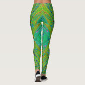 Trippy Chartreuse und Blue Abstrakt Butterfly Leggings (Rückseite)