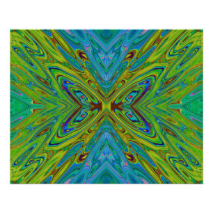 Trippy Chartreuse und Blue Abstrakt Butterfly Poster