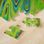 Trippy Chartreuse und Blue Abstrakt Butterfly Puzzle (Seite)