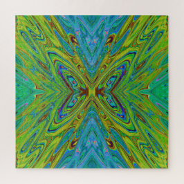 Trippy Chartreuse und Blue Abstrakt Butterfly Puzzle