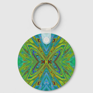 Trippy Chartreuse und Blue Abstrakt Butterfly Schlüsselanhänger