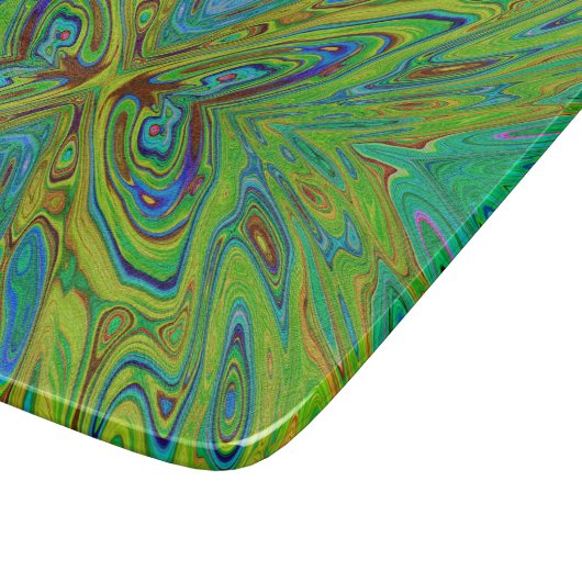Trippy Chartreuse und Blue Abstrakt Butterfly Schneidebrett (Ecke)