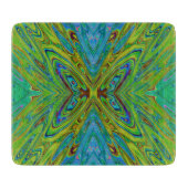 Trippy Chartreuse und Blue Abstrakt Butterfly Schneidebrett (Vorderseite)