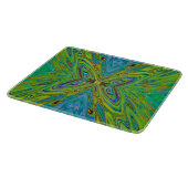 Trippy Chartreuse und Blue Abstrakt Butterfly Schneidebrett (Ecke)
