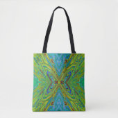 Trippy Chartreuse und Blue Abstrakt Butterfly Tasche (Vorderseite)