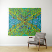 Trippy Chartreuse und Blue Abstrakt Butterfly Wandteppich (Beispiel (Horizontal))