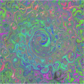 Trippy Chartreuse und Blue Retro Liquid Swirl Aufkleber (Vorderseite)