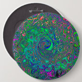 Trippy Chartreuse und Blue Retro Liquid Swirl Button (Vorne & Hinten)