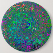 Trippy Chartreuse und Blue Retro Liquid Swirl Button (Vorderseite)