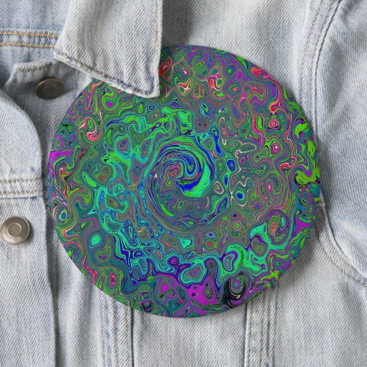 Trippy Chartreuse und Blue Retro Liquid Swirl Button (Beispiel)