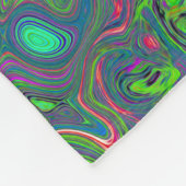 Trippy Chartreuse und Blue Retro Liquid Swirl Fleecedecke (Ecke)