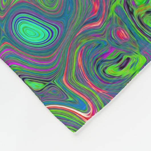 Trippy Chartreuse und Blue Retro Liquid Swirl Fleecedecke (Ecke)