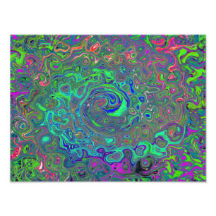 Trippy Chartreuse und Blue Retro Liquid Swirl Fotodruck