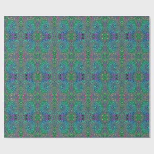 Trippy Chartreuse und Blue Retro Liquid Swirl Geschenkpapier (Flach)