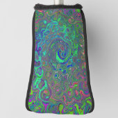 Trippy Chartreuse und Blue Retro Liquid Swirl Golf Headcover (Rotieren 90)