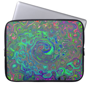 Trippy Chartreuse und Blue Retro Liquid Swirl Laptopschutzhülle