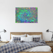 Trippy Chartreuse und Blue Retro Liquid Swirl Leinwanddruck (Insitu (Schlafzimmer))