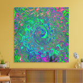 Trippy Chartreuse und Blue Retro Liquid Swirl Leinwanddruck (Insitu (Wohnzimmer))