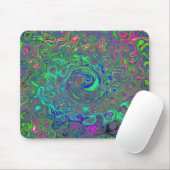 Trippy Chartreuse und Blue Retro Liquid Swirl Mousepad (Mit Mouse)