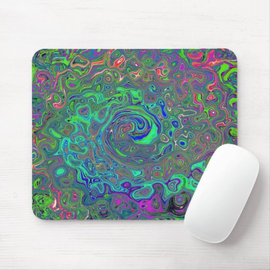 Trippy Chartreuse und Blue Retro Liquid Swirl Mousepad (Mit Mouse)