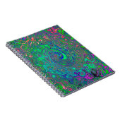 Trippy Chartreuse und Blue Retro Liquid Swirl Notizblock (Rechte Seite)