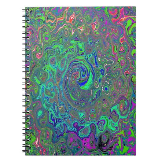 Trippy Chartreuse und Blue Retro Liquid Swirl Notizblock (Vorderseite)