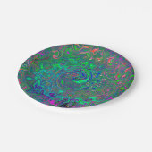 Trippy Chartreuse und Blue Retro Liquid Swirl Pappteller (Schrägansicht)