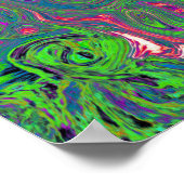 Trippy Chartreuse und Blue Retro Liquid Swirl Poster (Ecke)