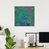 Trippy Chartreuse und Blue Retro Liquid Swirl Poster (Heimbüro)