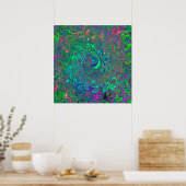 Trippy Chartreuse und Blue Retro Liquid Swirl Poster (Küche)