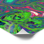 Trippy Chartreuse und Blue Retro Liquid Swirl Poster (Ecke)