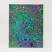 Trippy Chartreuse und Blue Retro Liquid Swirl Puzzle (Vertikal)
