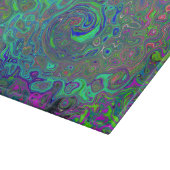 Trippy Chartreuse und Blue Retro Liquid Swirl Schneidebrett (Ecke)
