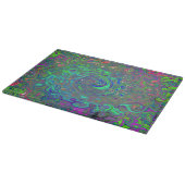 Trippy Chartreuse und Blue Retro Liquid Swirl Schneidebrett (Ecke)