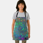 Trippy Chartreuse und Blue Retro Liquid Swirl Schürze (Insitu)