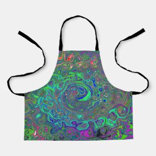 Trippy Chartreuse und Blue Retro Liquid Swirl Schürze