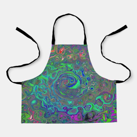 Trippy Chartreuse und Blue Retro Liquid Swirl Schürze (Vorderseite)