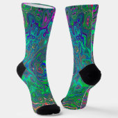 Trippy Chartreuse und Blue Retro Liquid Swirl Socken (Gewinkelt)