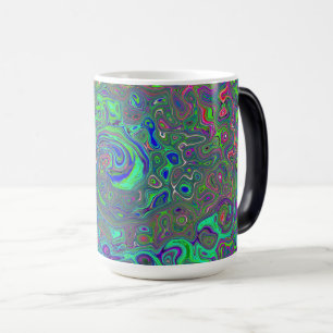 Trippy Chartreuse und Blue Retro Liquid Swirl Verwandlungstasse