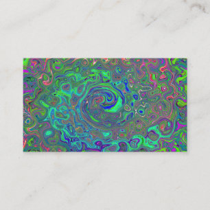 Trippy Chartreuse und Blue Retro Liquid Swirl Visitenkarte