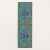 Trippy Chartreuse und Blue Retro Liquid Swirl Yogamatte (Rückseite)