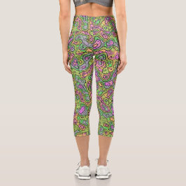 Trippy Colorful Bloc Capri Leggings