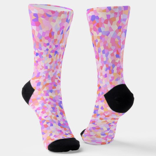 Trippy Colorful Maximalist Boho Sprinkle Mosaik Socken (Gewinkelt)