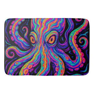 Trippy Colorful Octopus Badematte