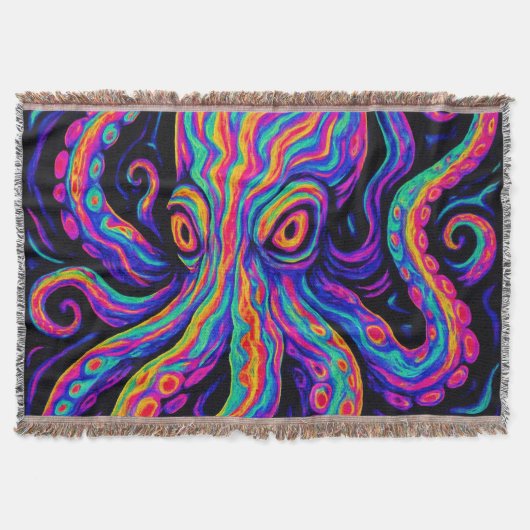 Trippy Colorful Octopus Decke (Vorderseite)
