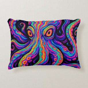 Trippy Colorful Octopus Dekokissen