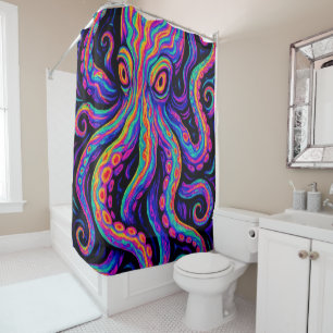 Trippy Colorful Octopus Duschvorhang