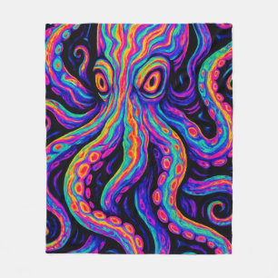 Trippy Colorful Octopus Fleecedecke